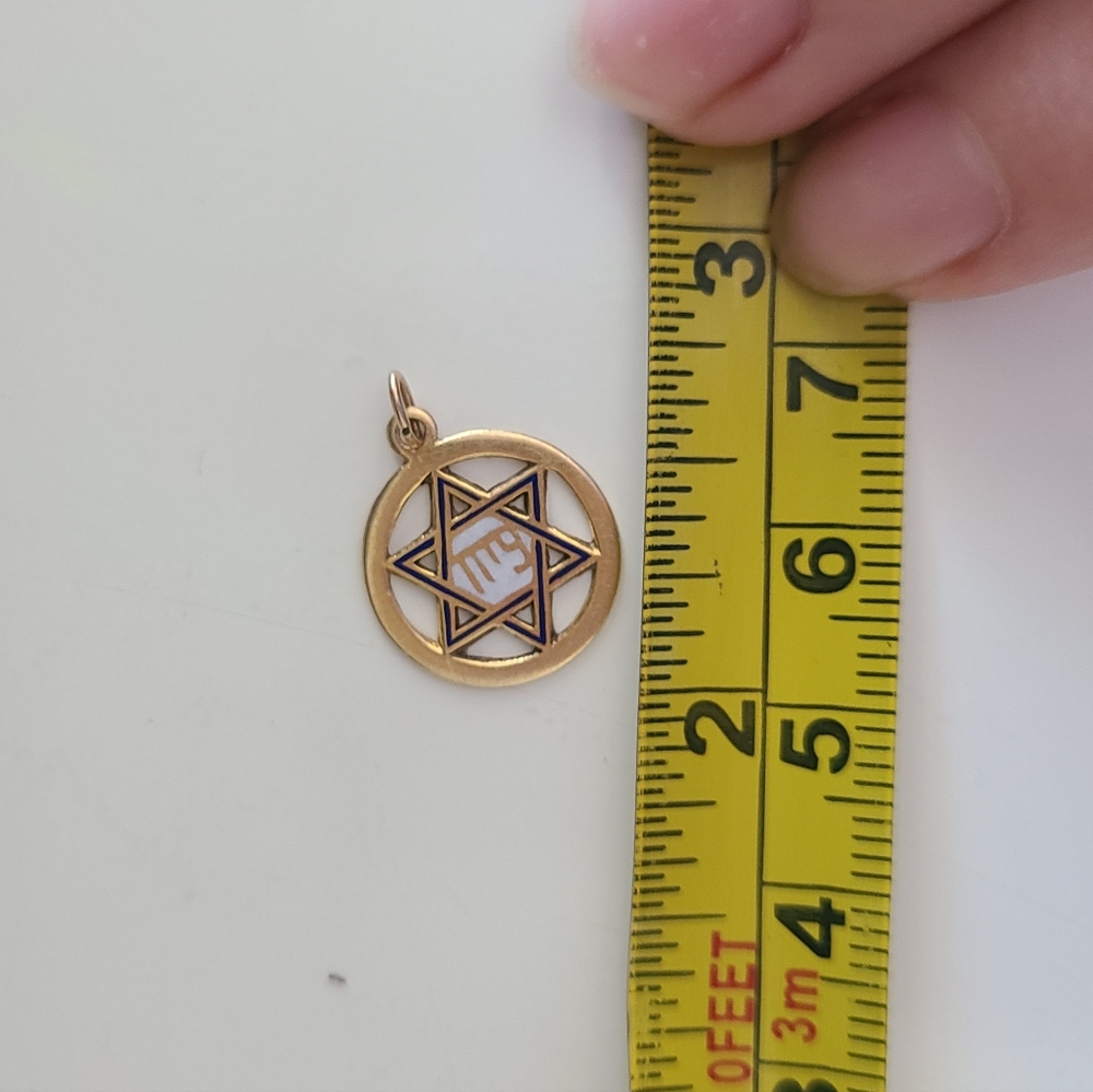 10k Gold and Enamel Star of David Pendant Charm - Picture 4 of 4